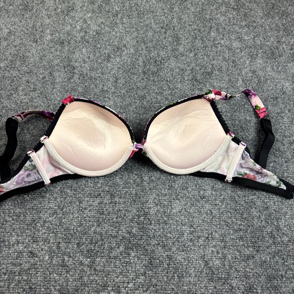 VICTORIA’S SECRET Very Sexy Push Up Bra Rhinestone Strap Red/Purple Floral - 32C - Picture 2 of 7
